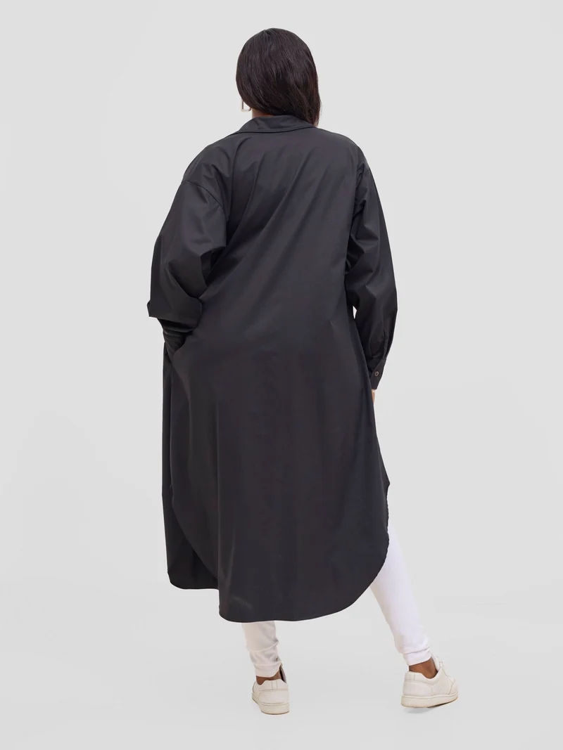 Safari by Vivo Mansi Bishop Sleeve Shacket - Black