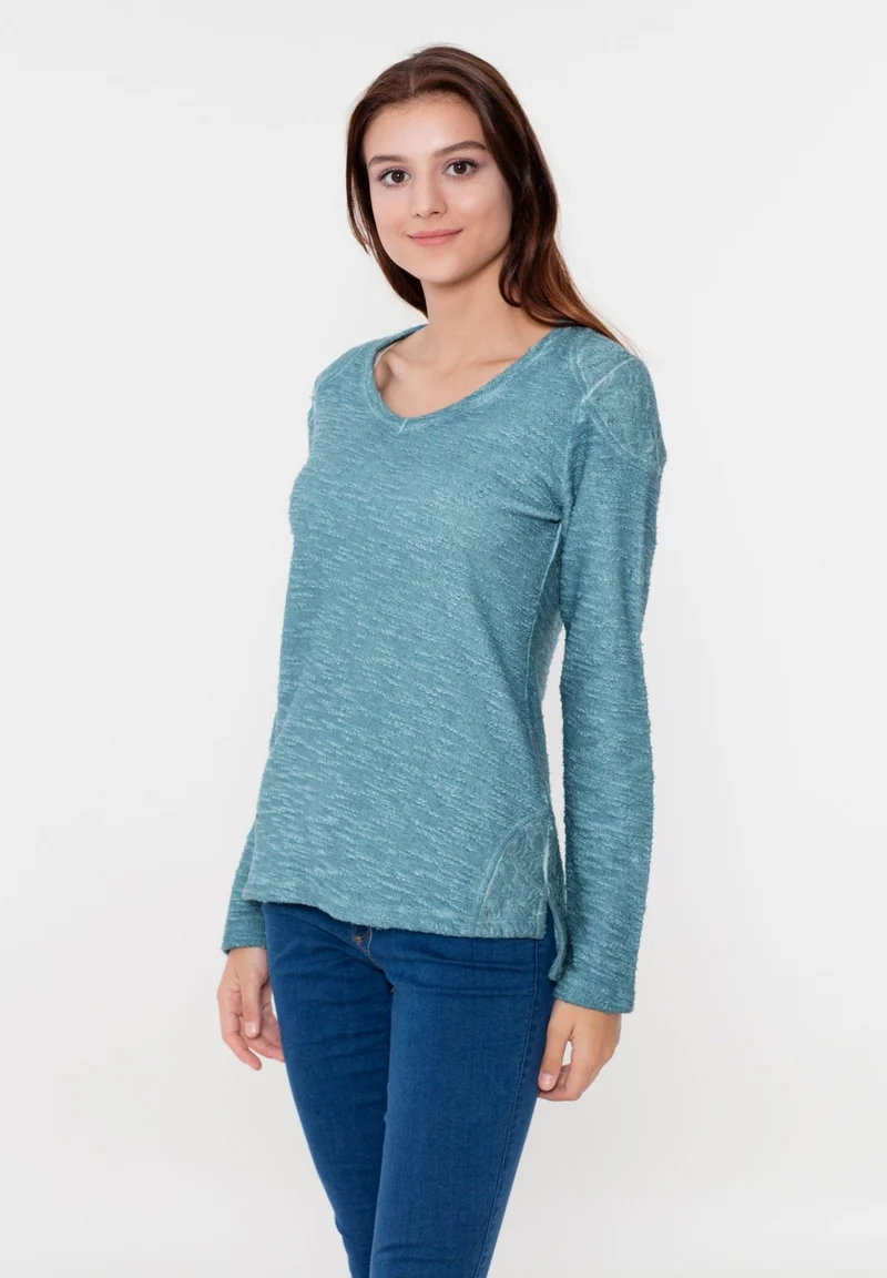 Sweatshirt aus Bo-Baumwolle in Cold-Dye-Effekt