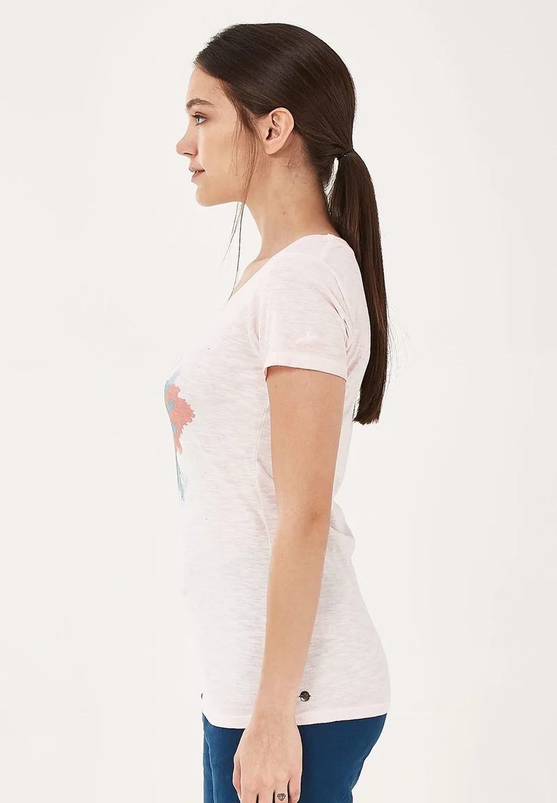 Garment Dyed T-Shirt aus Bio-Baumwolle mit Vogel-Print