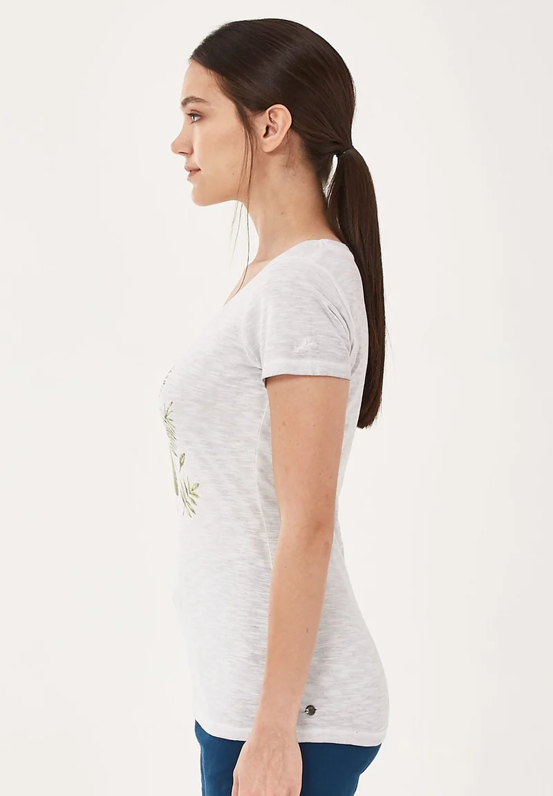Garment Dyed T-Shirt aus Bio-Baumwolle mit Blatt-Print