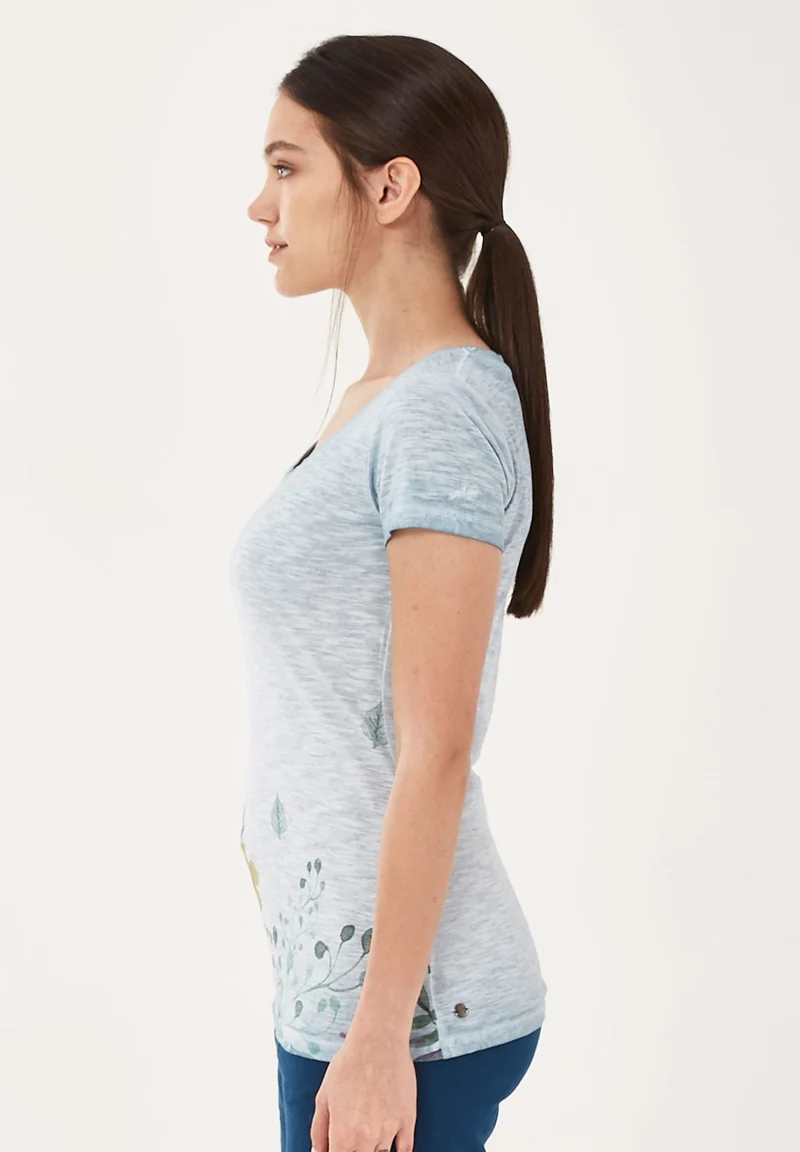 Garment Dyed T-Shirt aus Bio-Baumwolle mit Blumen-Print