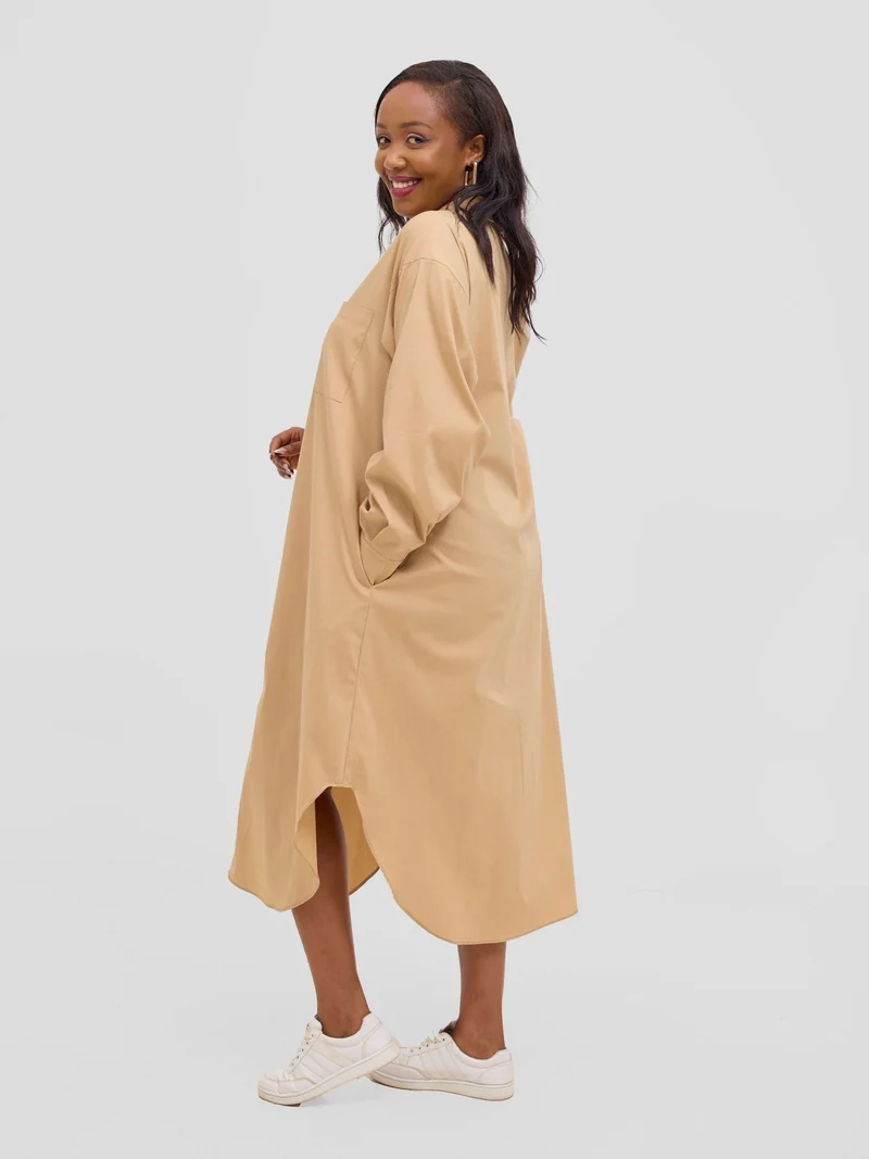 Safari by Vivo Mansi Bishop Sleeve Shacket - Taupe