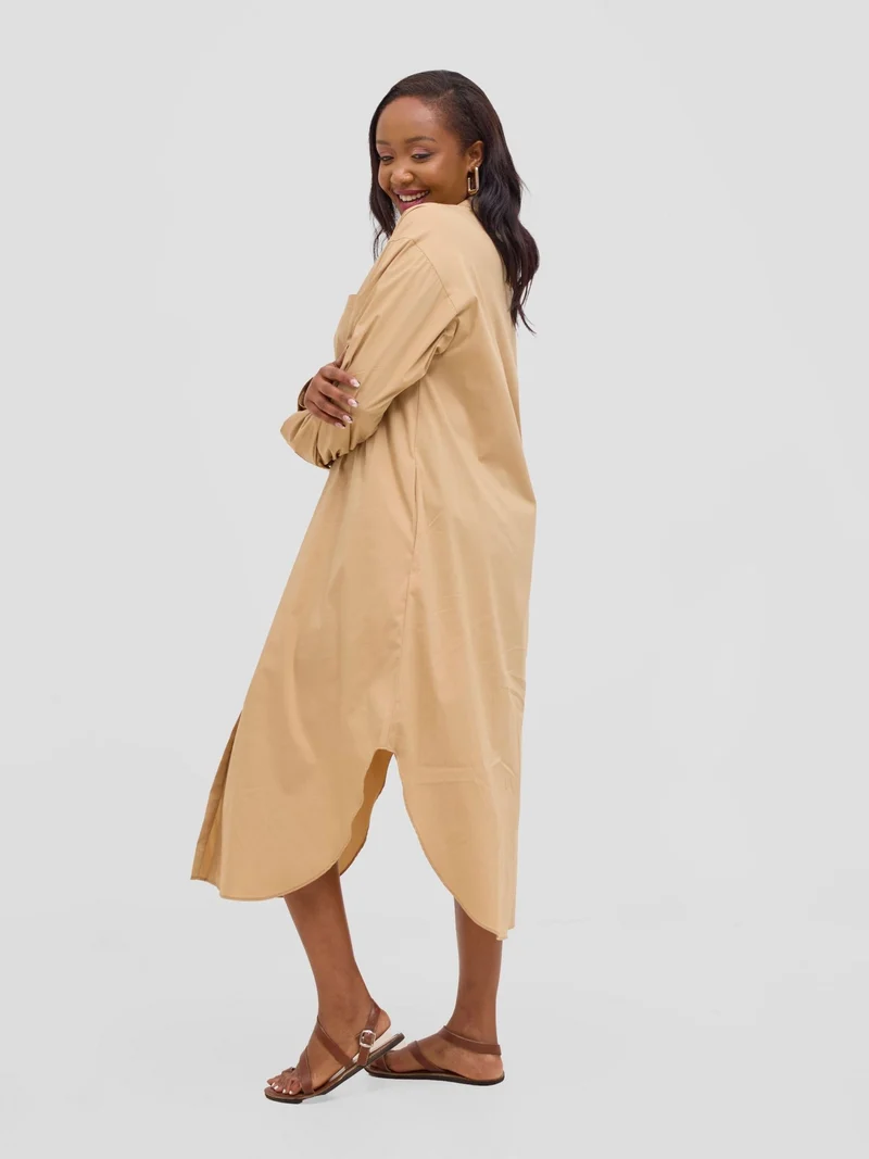 Safari by Vivo Mansi Bishop Sleeve Shacket - Taupe