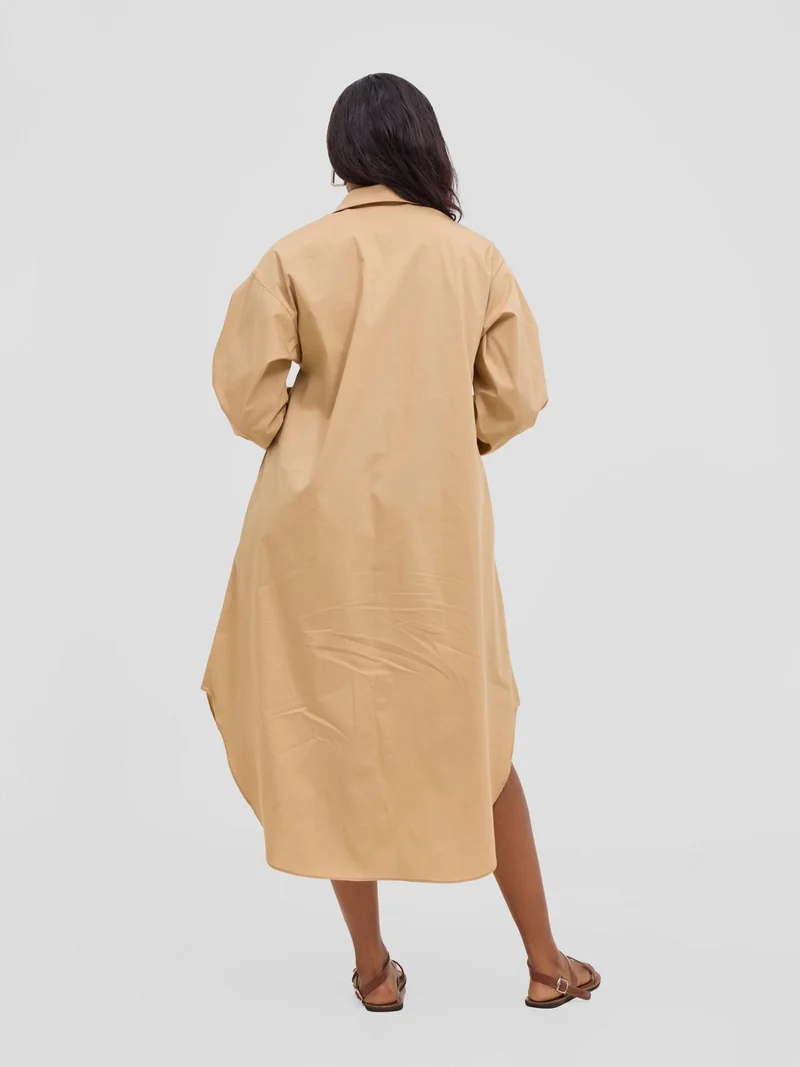 Safari by Vivo Mansi Bishop Sleeve Shacket - Taupe