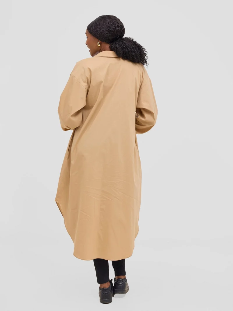 Safari by Vivo Mansi Bishop Sleeve Shacket - Taupe