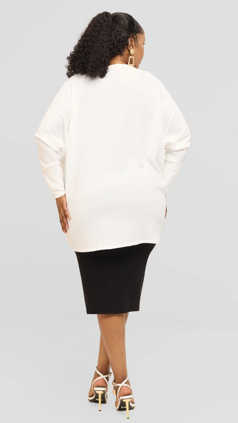 Vivo Butterfly Kimono in Rib Sweater - White