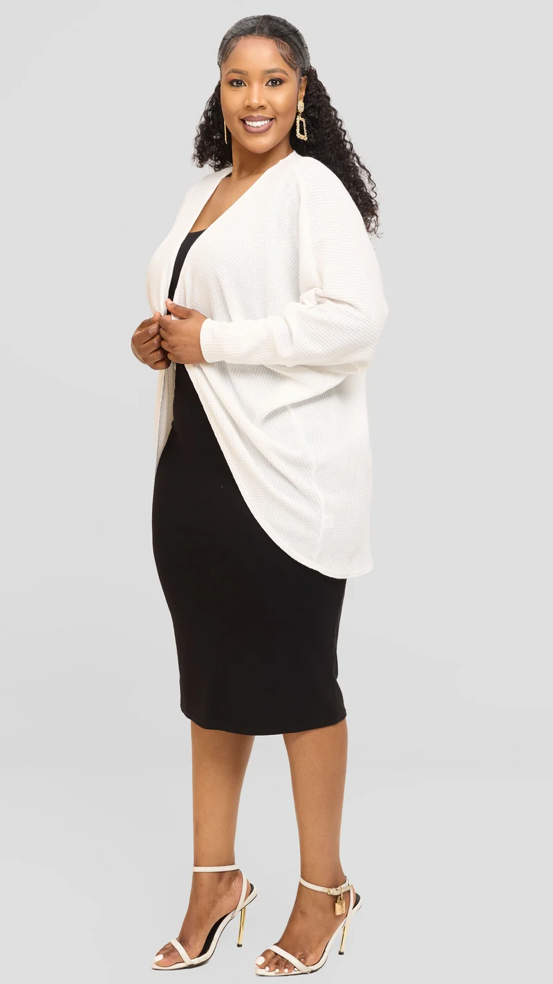 Vivo Butterfly Kimono in Rib Sweater - White