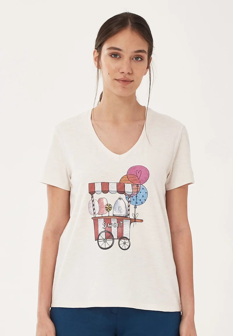 T-Shirt aus Bio-Baumwolle mit V-Ausschnitt