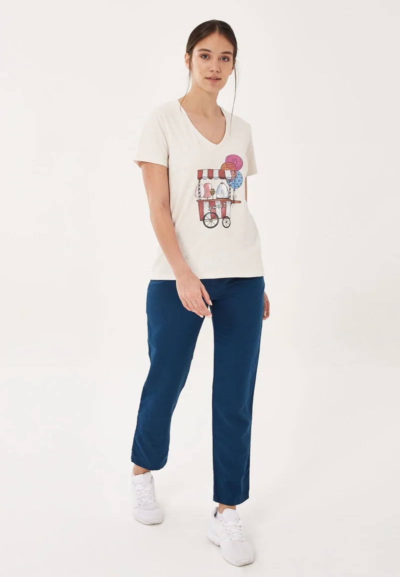 T-Shirt aus Bio-Baumwolle mit V-Ausschnitt
