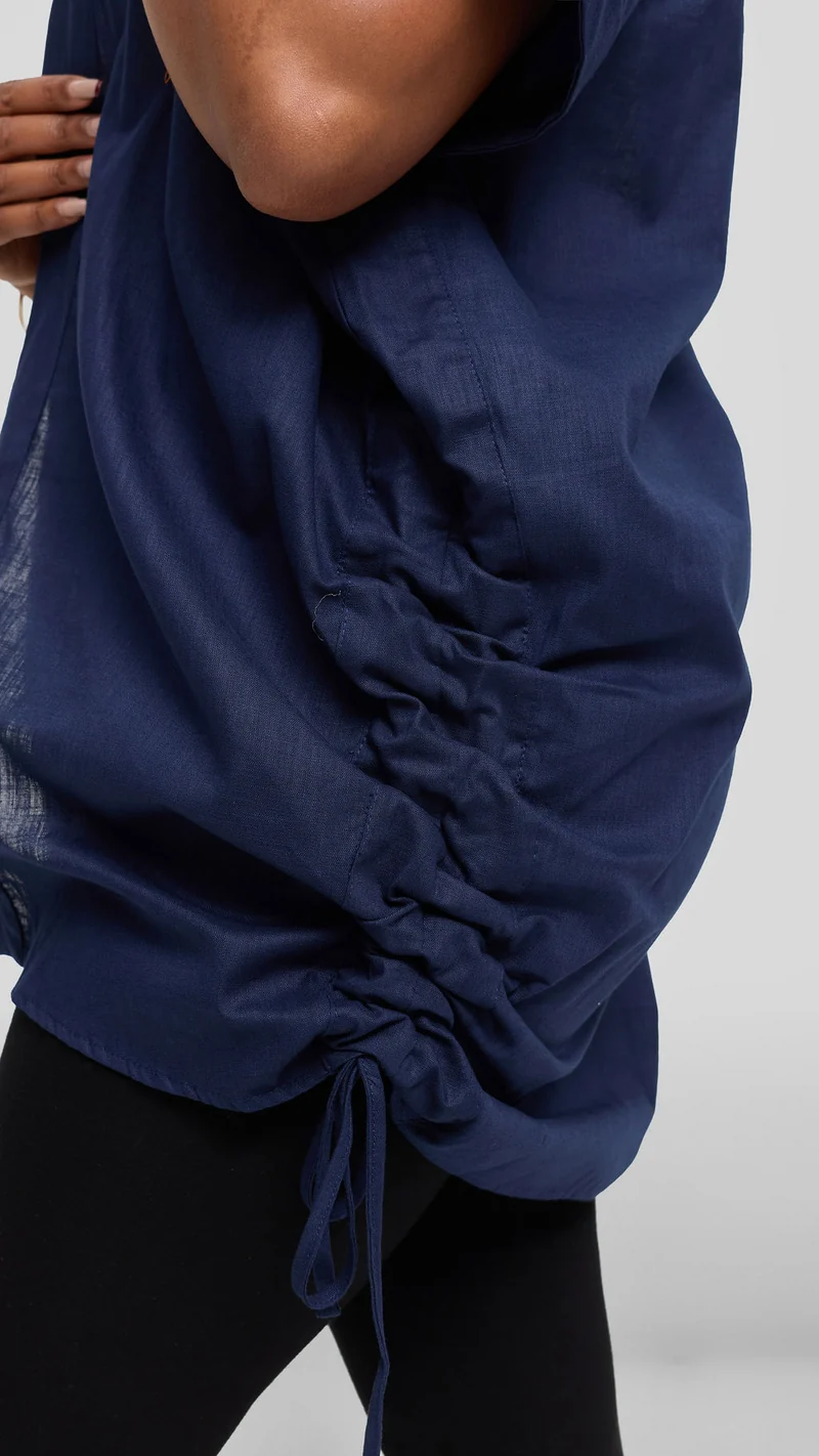 Safari by Vivo Zehra Embroidered Linen Kimono - Navy