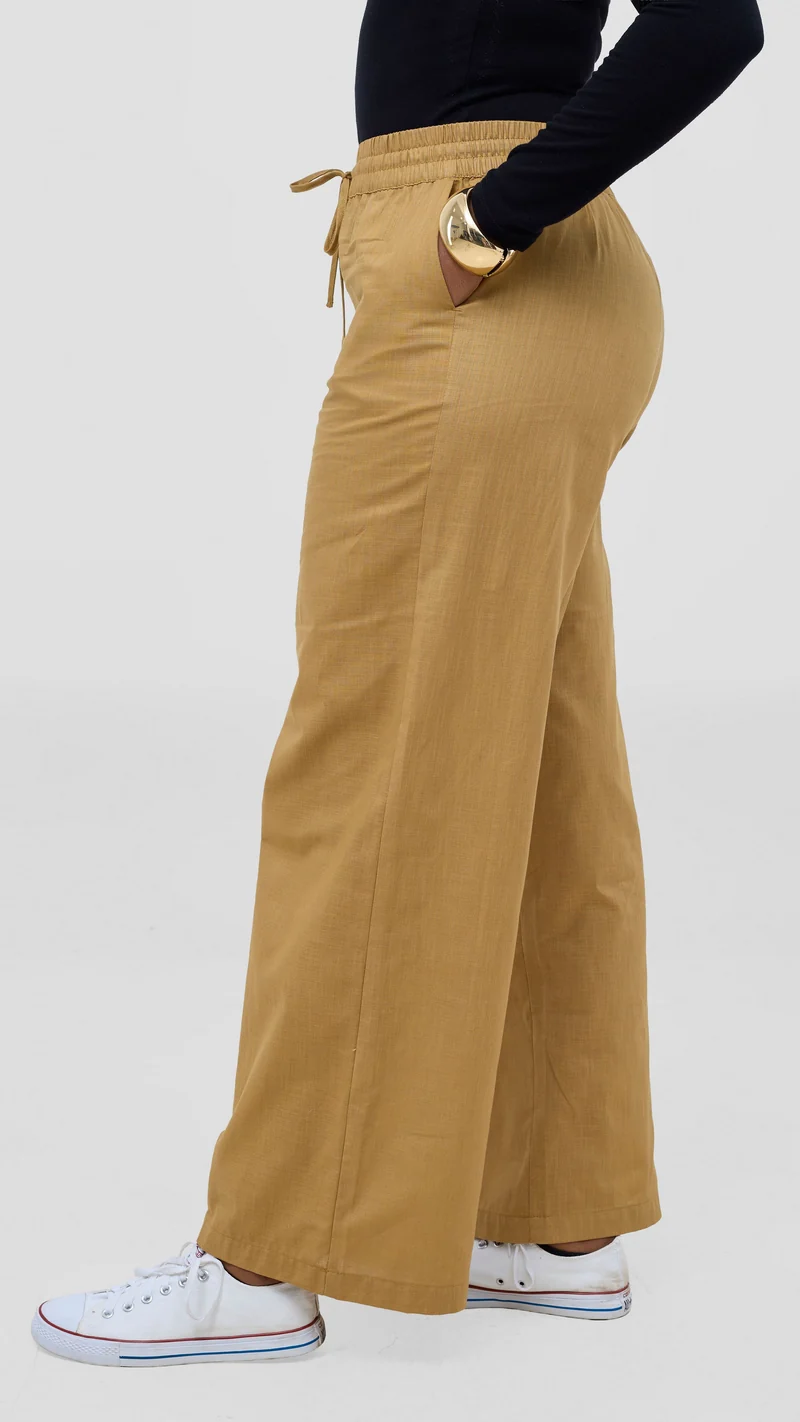 Safari by Vivo Zehra Drawstring Pants in Linen Blend - Tan