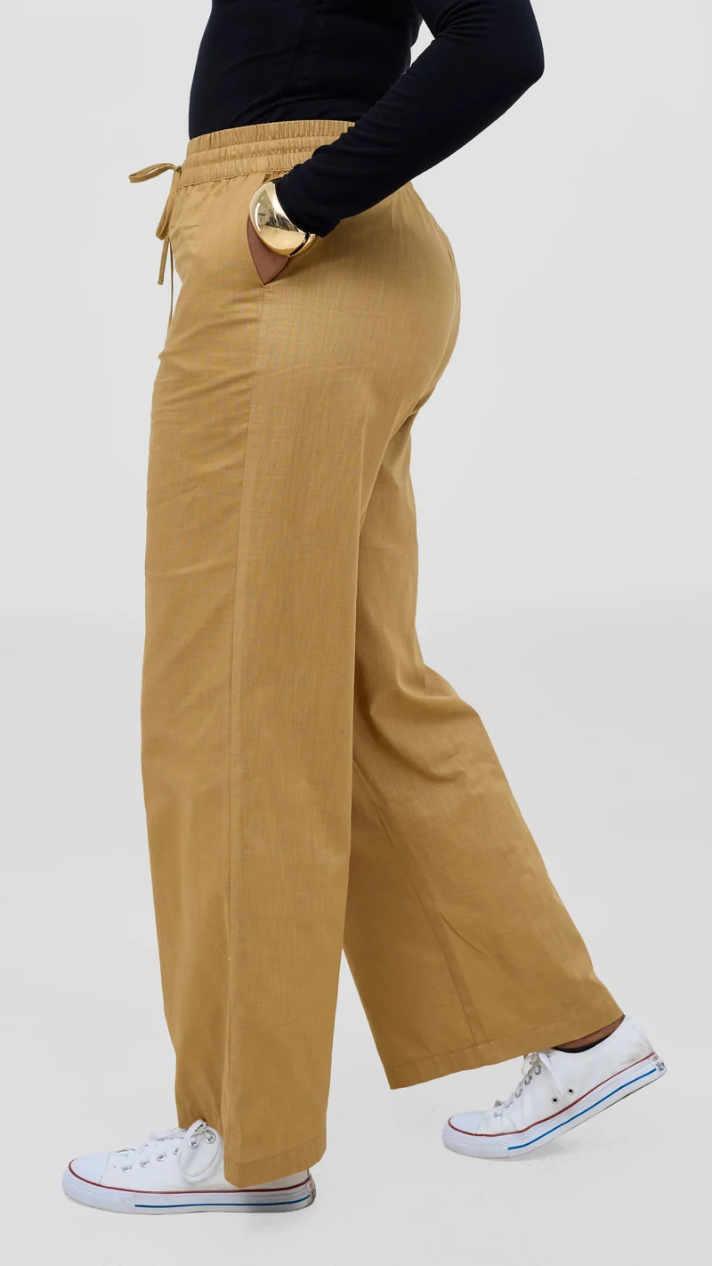 Safari by Vivo Zehra Drawstring Pants in Linen Blend - Tan