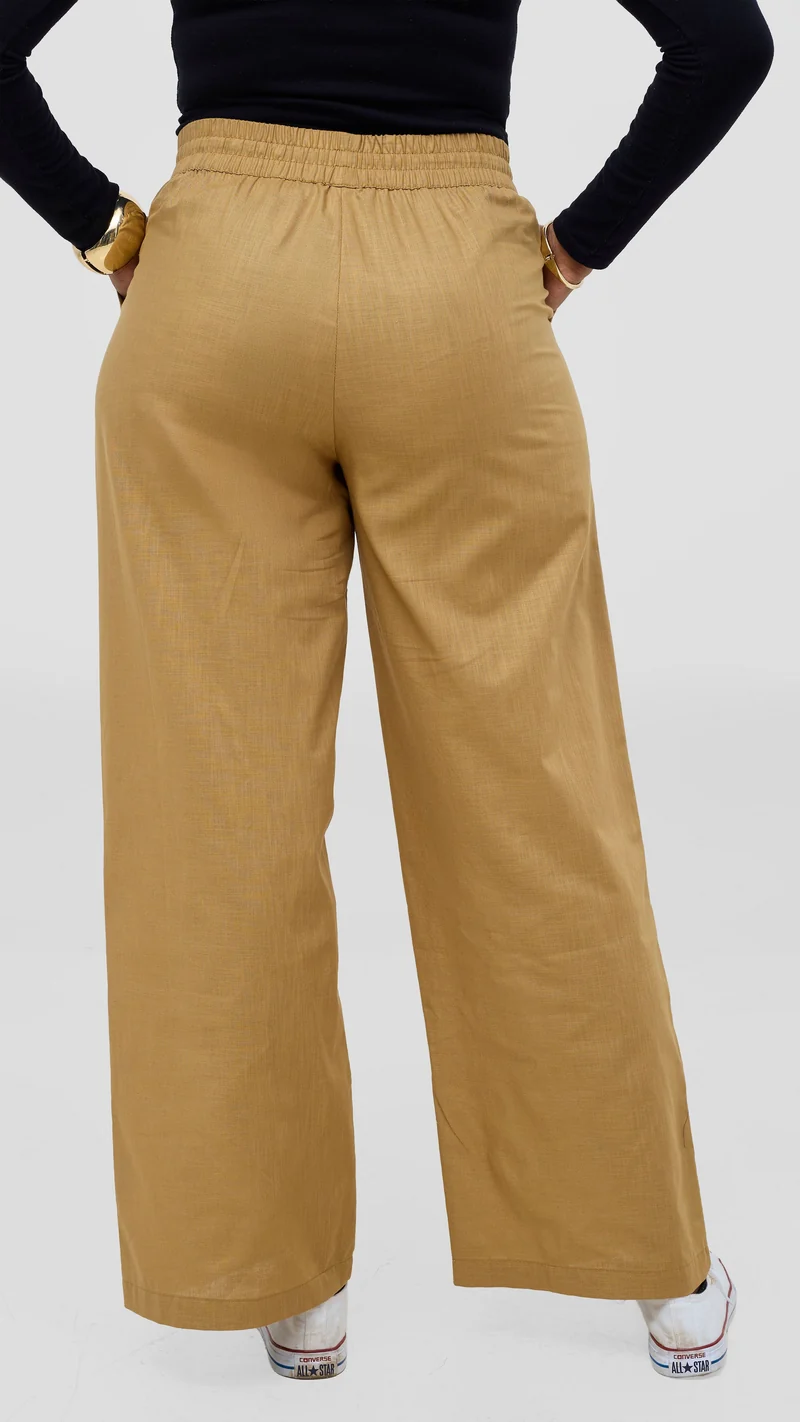 Safari by Vivo Zehra Drawstring Pants in Linen Blend - Tan