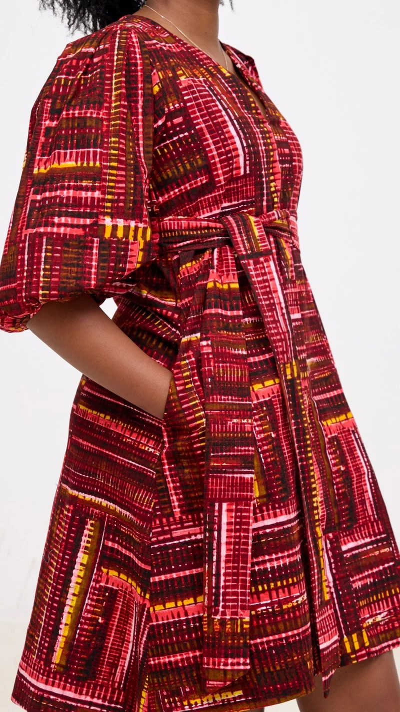 Safari Tara Bishop Sleeve Dress - Maroon / Pink Ara Print