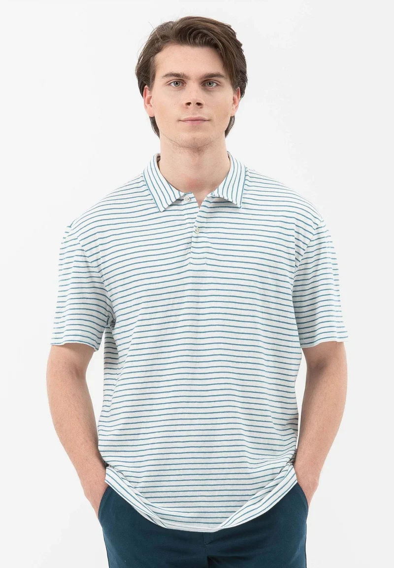 Gestreiftes Poloshirt aus Leinengemisch