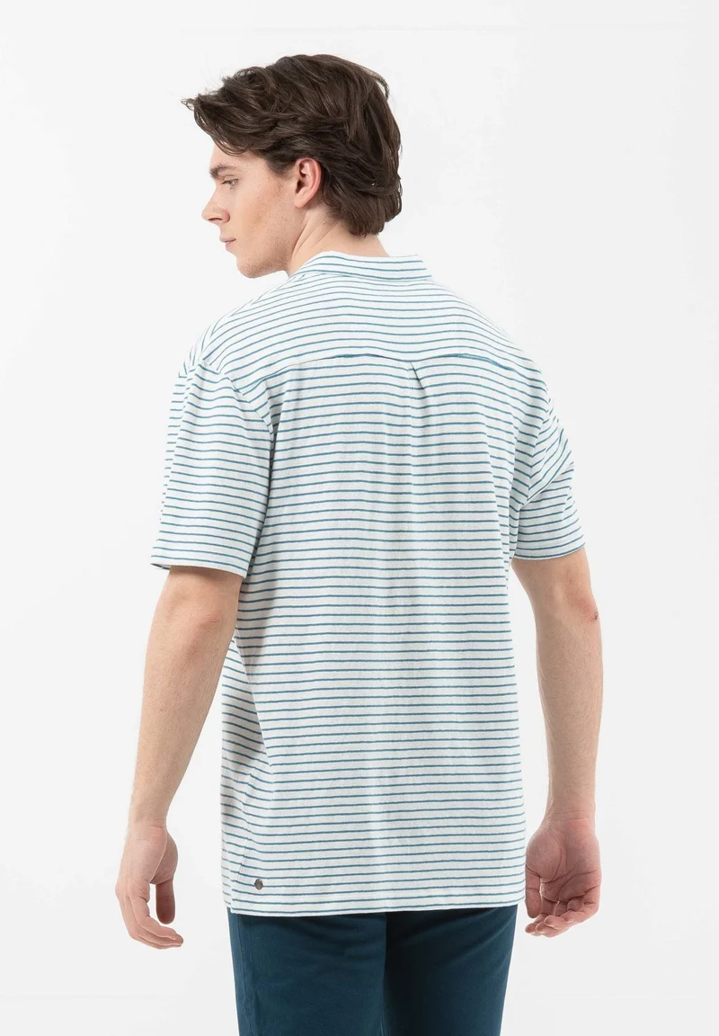Gestreiftes Poloshirt aus Leinengemisch