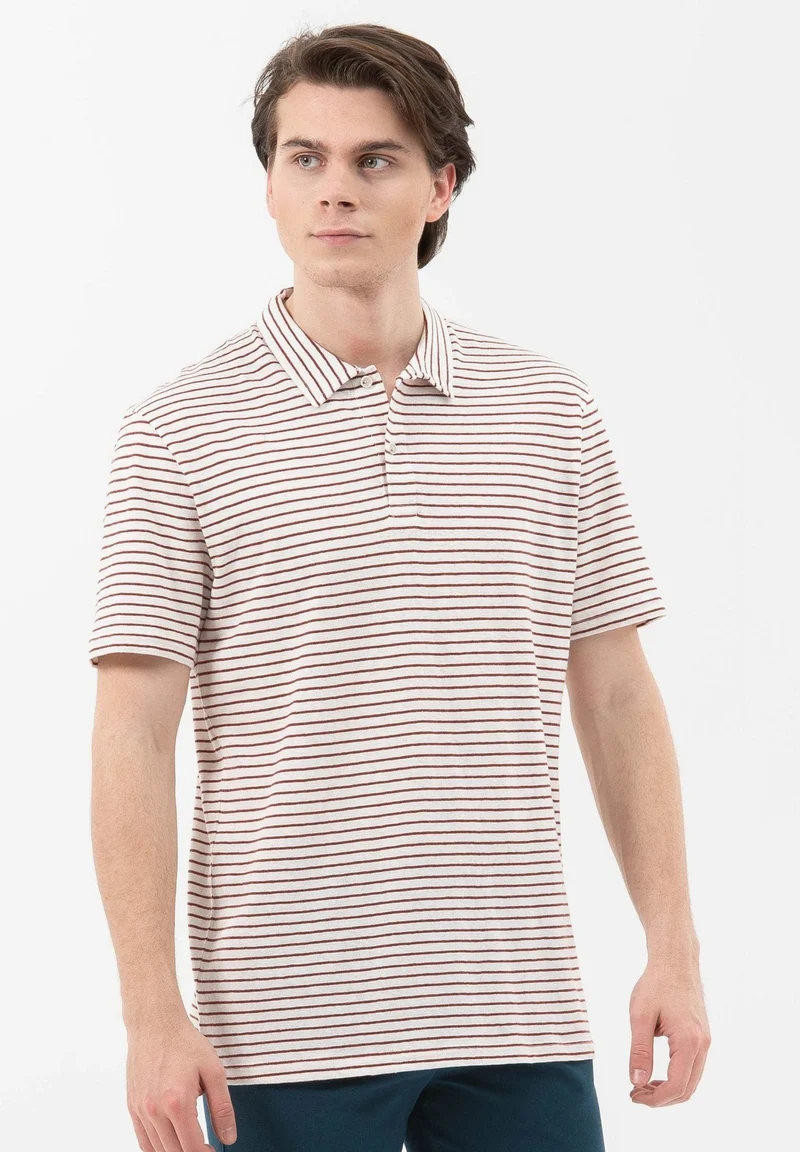 Gestreiftes Poloshirt aus Leinengemisch