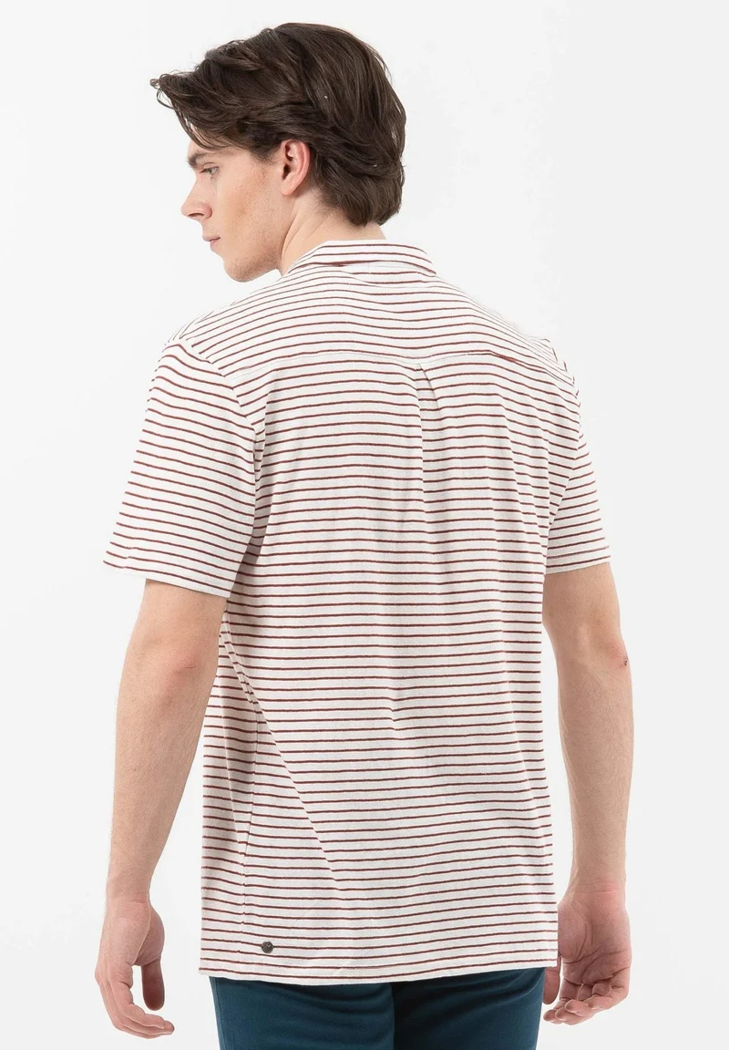 Gestreiftes Poloshirt aus Leinengemisch