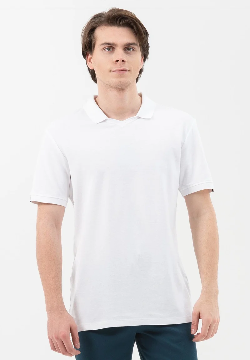 Poloshirt aus Bio-Baumwolle mit V-Ausschnitt