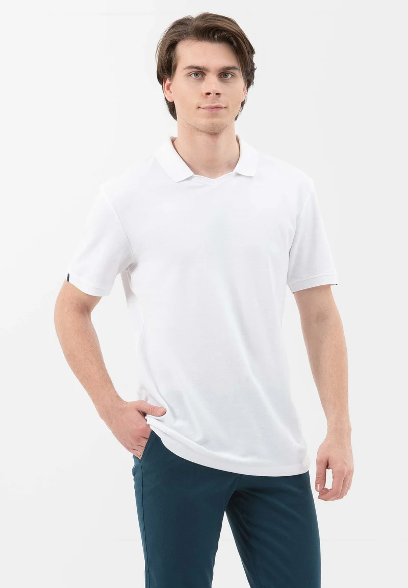 Poloshirt aus Bio-Baumwolle mit V-Ausschnitt