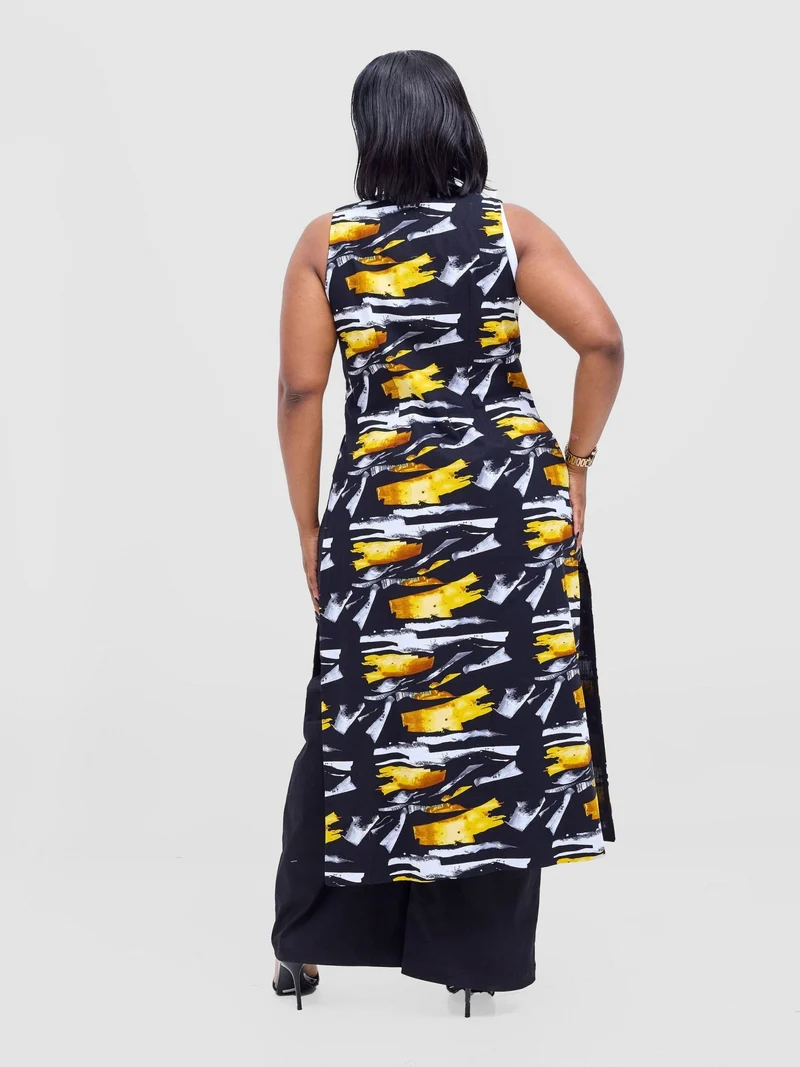 Safari by Vivo Tiwa Reversible Tie Kimono - Black +Tayo Print