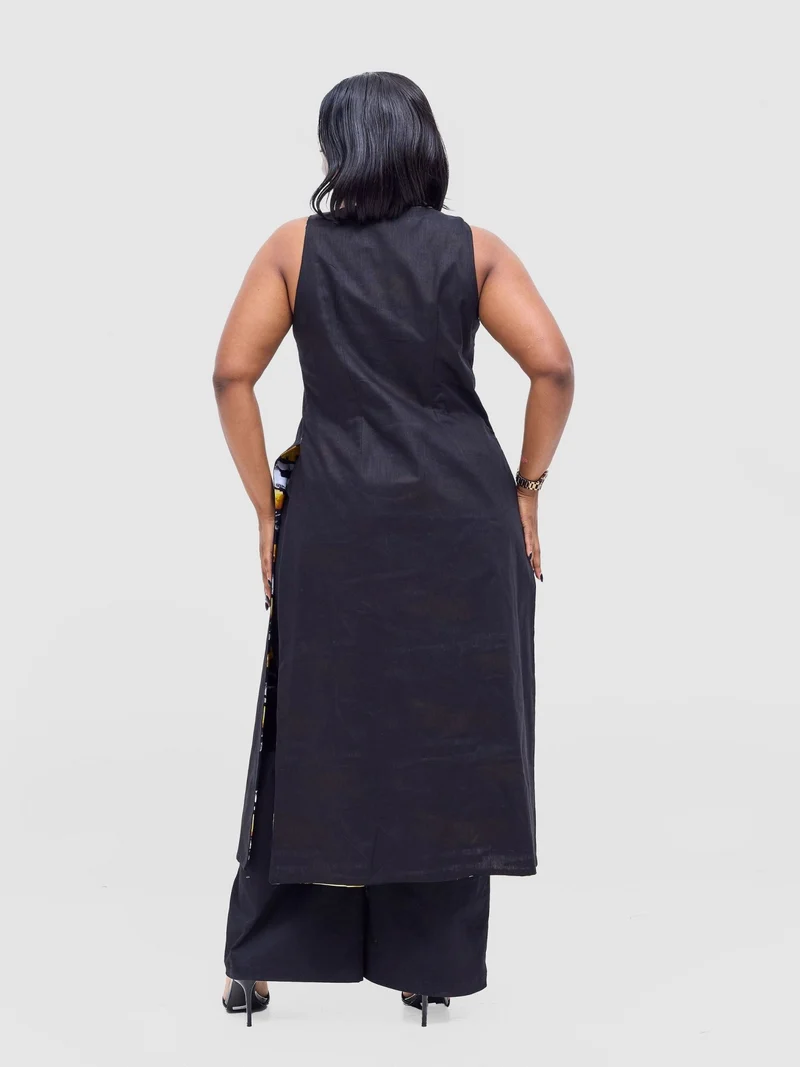 Safari by Vivo Tiwa Reversible Tie Kimono - Black +Tayo Print