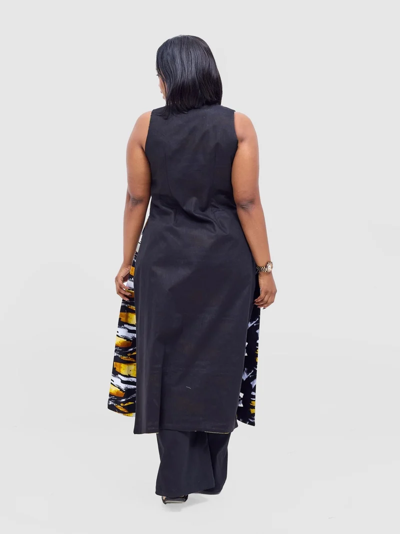 Safari by Vivo Tiwa Reversible Tie Kimono - Black +Tayo Print