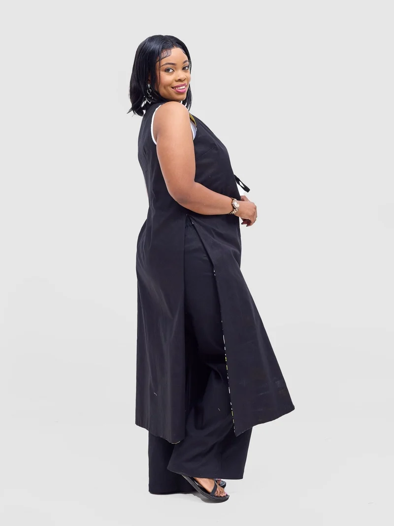 Safari by Vivo Tiwa Reversible Tie Kimono - Black +Tayo Print