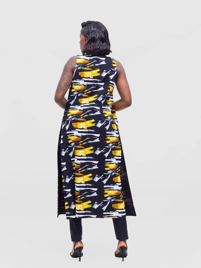 Safari by Vivo Tiwa Reversible Tie Kimono - Black +Tayo Print