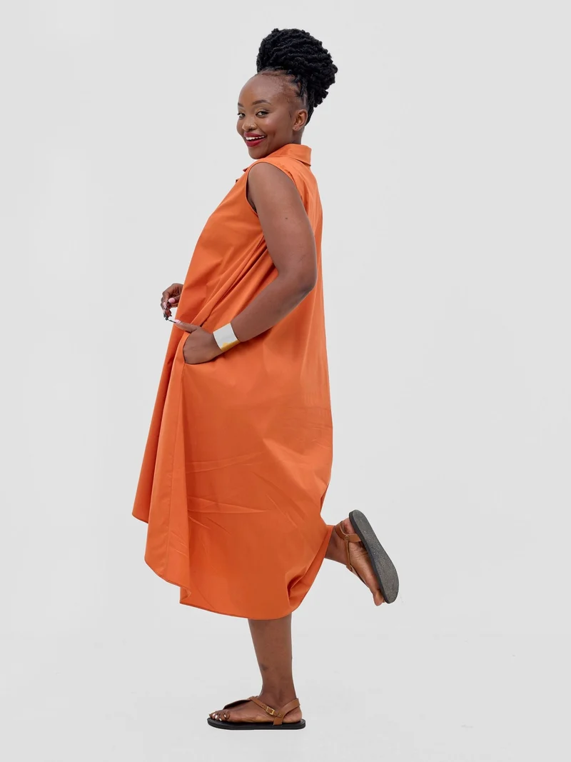 Safari by Vivo Zene High Low Shirt Dress - Rust