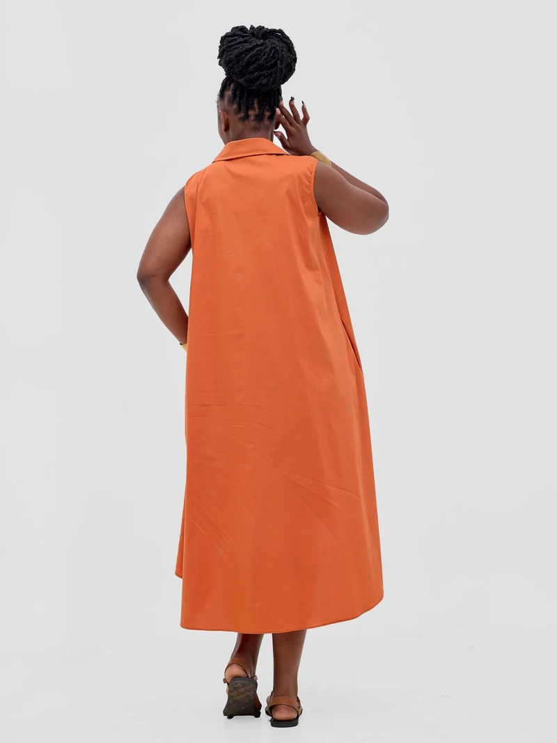 Safari by Vivo Zene High Low Shirt Dress - Rust