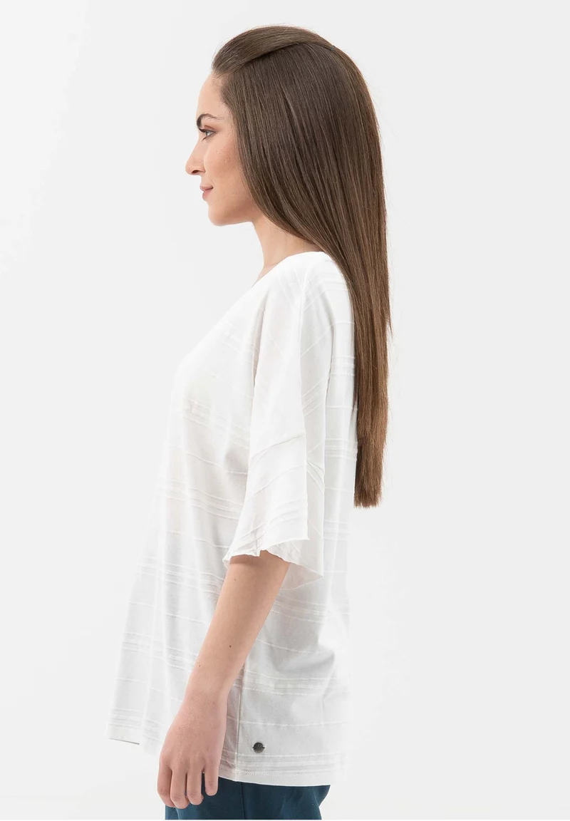T-Shirt aus Bio-Baumwolle mit Volant-Ärmeln
