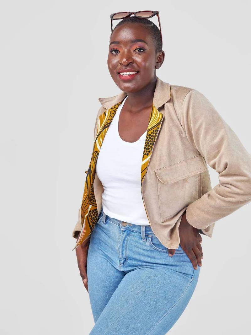 Mikono Africa Cropped Corduroy 'Chai' Jacket - Brown