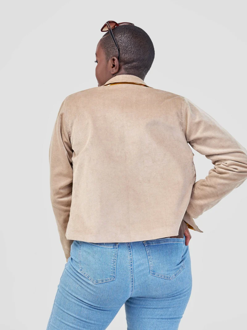 Mikono Africa Cropped Corduroy 'Chai' Jacket - Brown