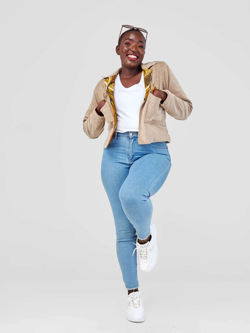 Mikono Africa Cropped Corduroy 'Chai' Jacket - Brown