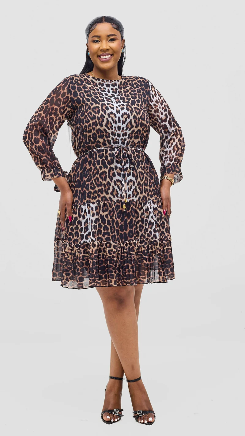 Stylish Sisters Animal Print Joya Dress - Brown / Black