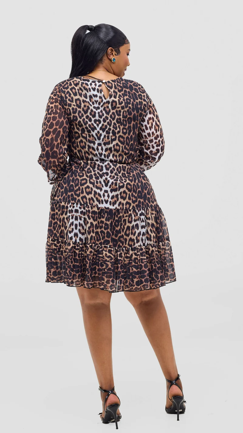 Stylish Sisters Animal Print Joya Dress - Brown / Black