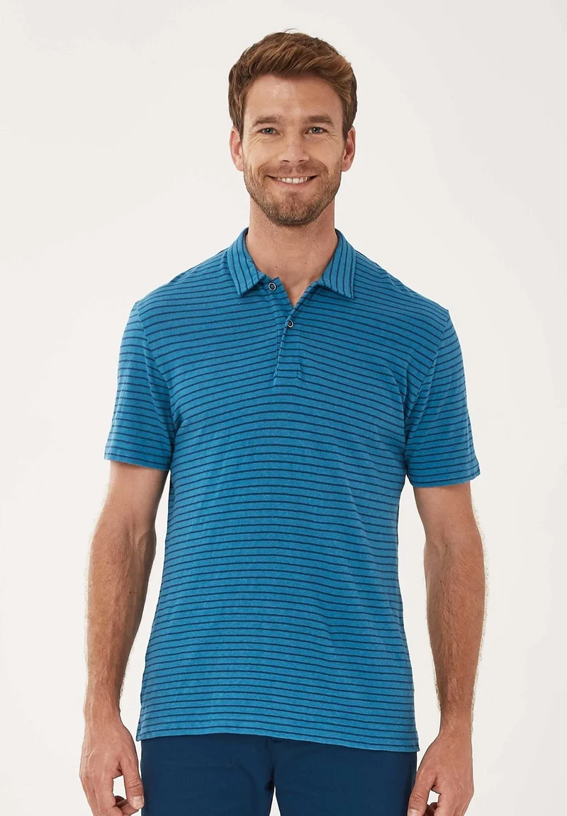 Gestreiftes Poloshirt aus Leinengemisch