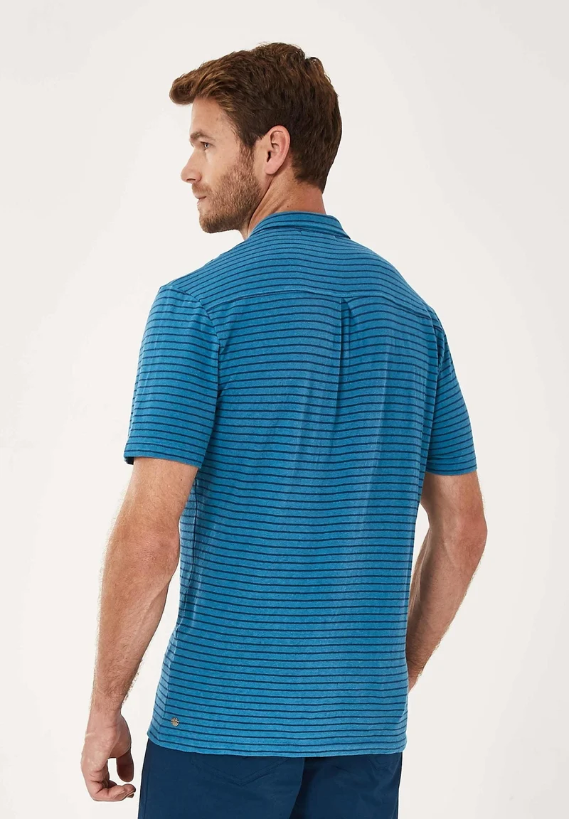 Gestreiftes Poloshirt aus Leinengemisch