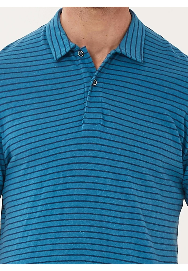 Gestreiftes Poloshirt aus Leinengemisch