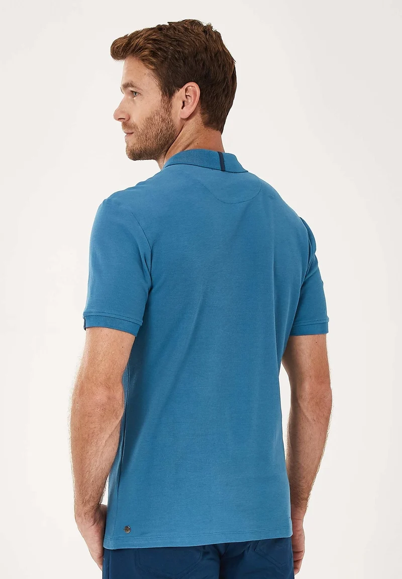 Poloshirt aus Bio-Baumwolle mit V-Ausschnitt