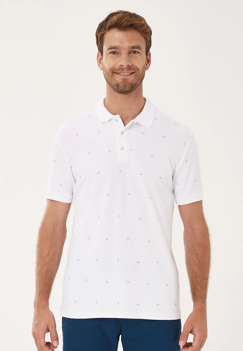 Poloshirt aus Bio-Baumwolle mit Allover-Print
