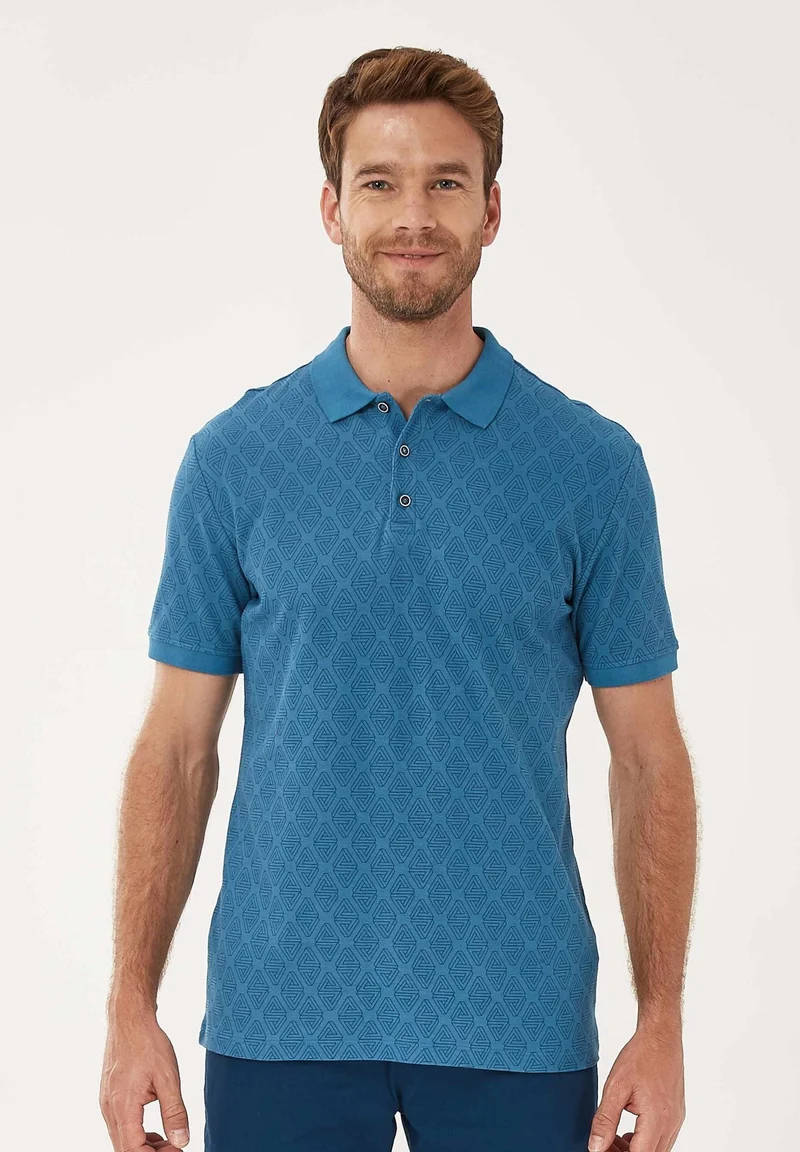 Poloshirt aus Bio-Baumwolle mit Allover-Print