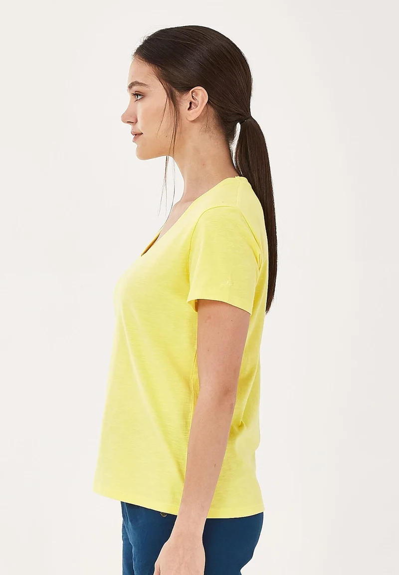 Basic T-Shirt aus Bio-Baumwolle mit V-Ausschnitt