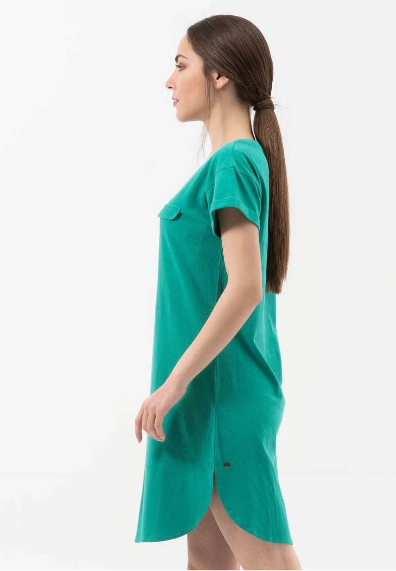Jerseykleid aus Bio-Baumwolle mit Leinen