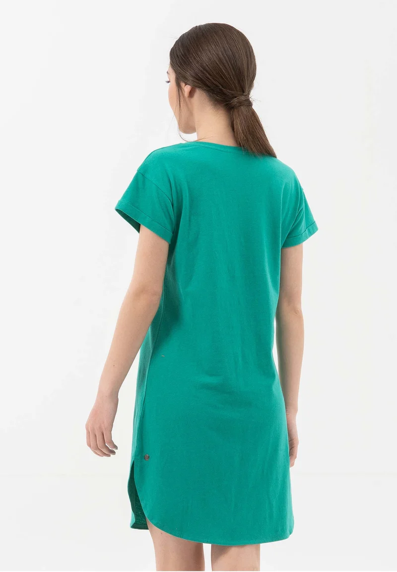 Jerseykleid aus Bio-Baumwolle mit Leinen