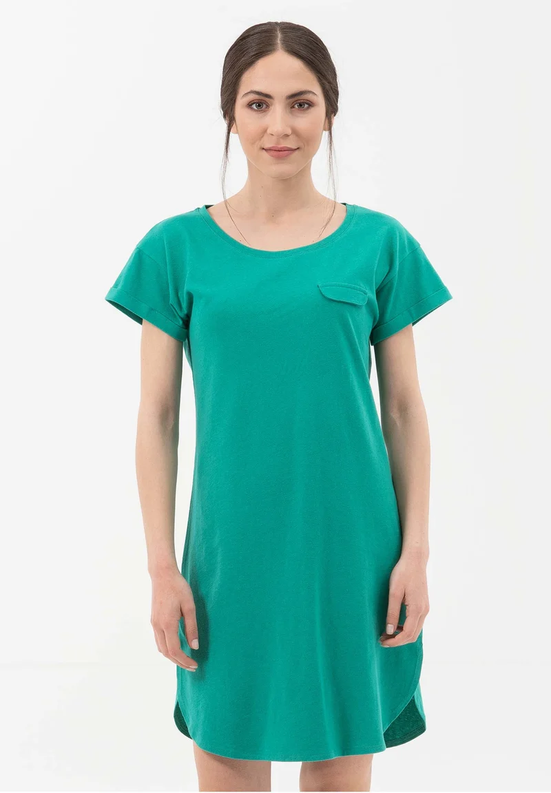 Jerseykleid aus Bio-Baumwolle mit Leinen