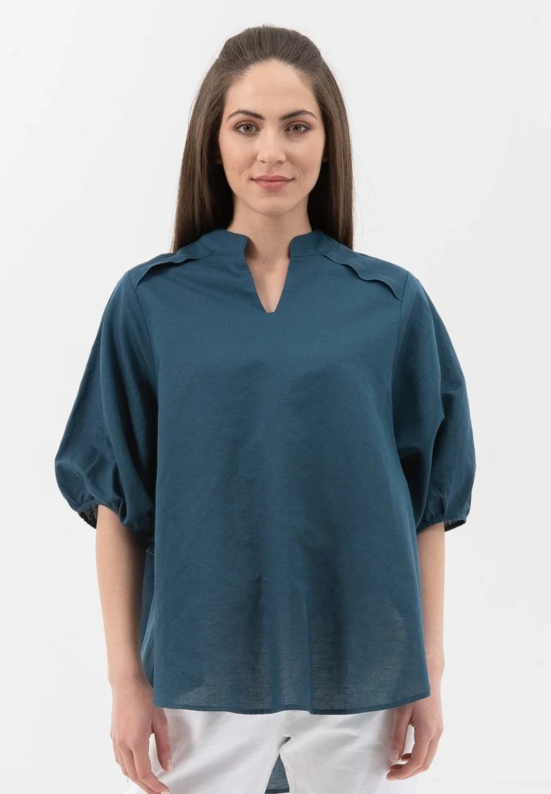 Bluse aus Leinen mit Bio-Baumwolle