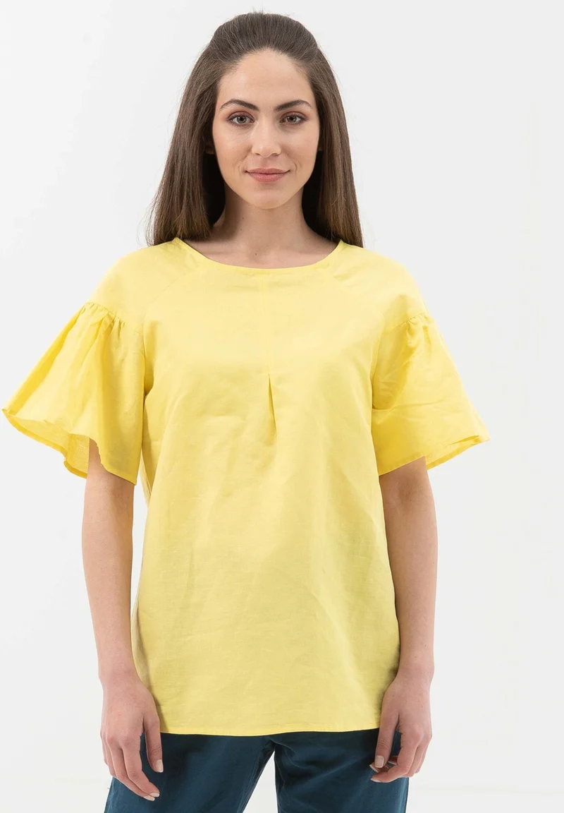 Bluse aus Leinen mit Bio-Baumwolle