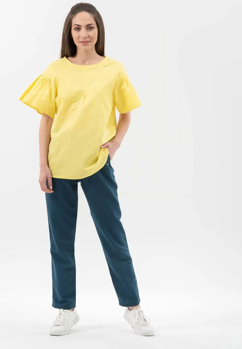 Bluse aus Leinen mit Bio-Baumwolle